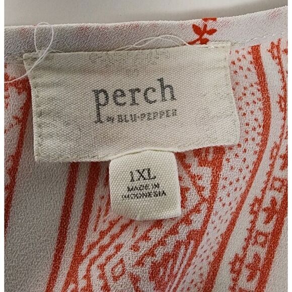 PEACH by BLU-PEPPER SLEEVELESS FLORAL TOP SIZE 1XL PEACH/WHITE - Picture 7 of 8